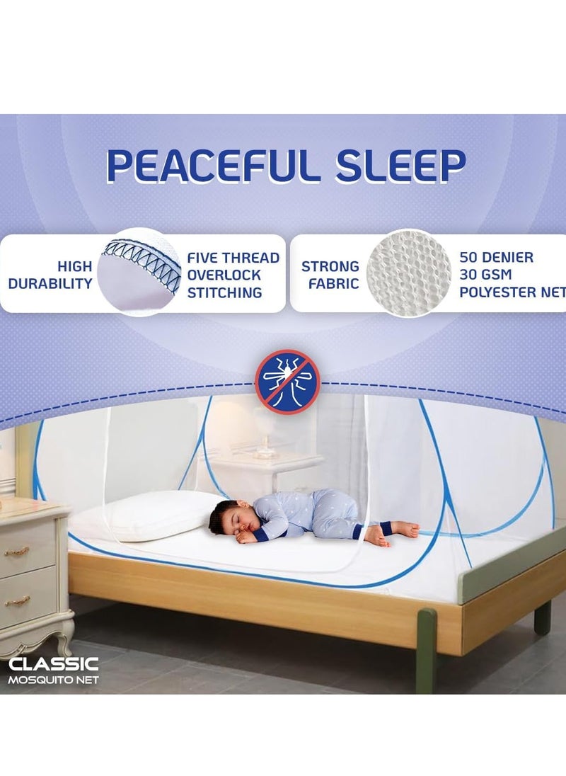 Sleep night - Foldable Mosquito Net For Single Bed 150x200 cm Microfiber White/Blue - Image 1