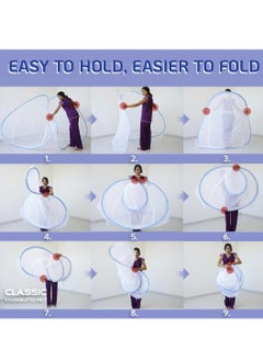 Sleep night Foldable Mosquito Net For Single Bed 150x200 cm Microfiber White/Blue  - Image 3