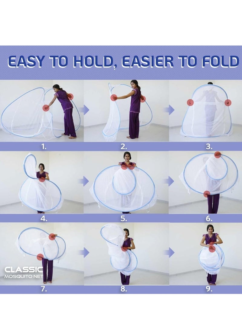 Sleep night - Foldable Mosquito Net For Single Bed 150x200 cm Microfiber White/Blue - Image 1