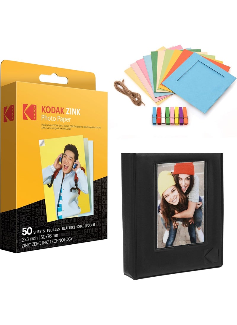 Kodak KODAK 2x3 Premium Zink Photo Paper 50 Sheets  Colorful Square Hanging Photo Frames  Photo Album Compatible Printomatic  - Image 1