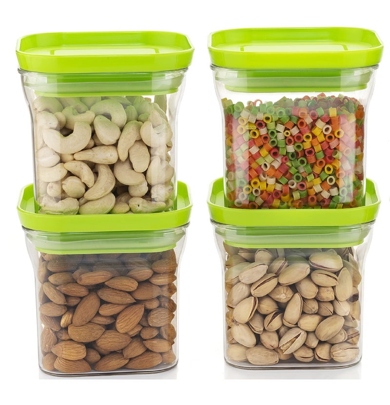 Machak Unbreakable Air Tight Food Storage Jar Kitchen Container Set | 600ml | Green, 4 Pcs | - Image 3
