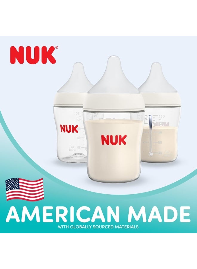 NUK Perfect Match 2-in-1 Natural and Anti-Colic Bottle with Medium Flow, Wide, Adaptable Nipple, 8oz., 4 Pack, BPA Free - Image 2