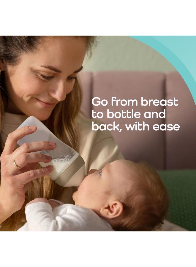 NUK Perfect Match 2-in-1 Natural and Anti-Colic Bottle with Medium Flow, Wide, Adaptable Nipple, 8oz., 4 Pack, BPA Free - Image 5