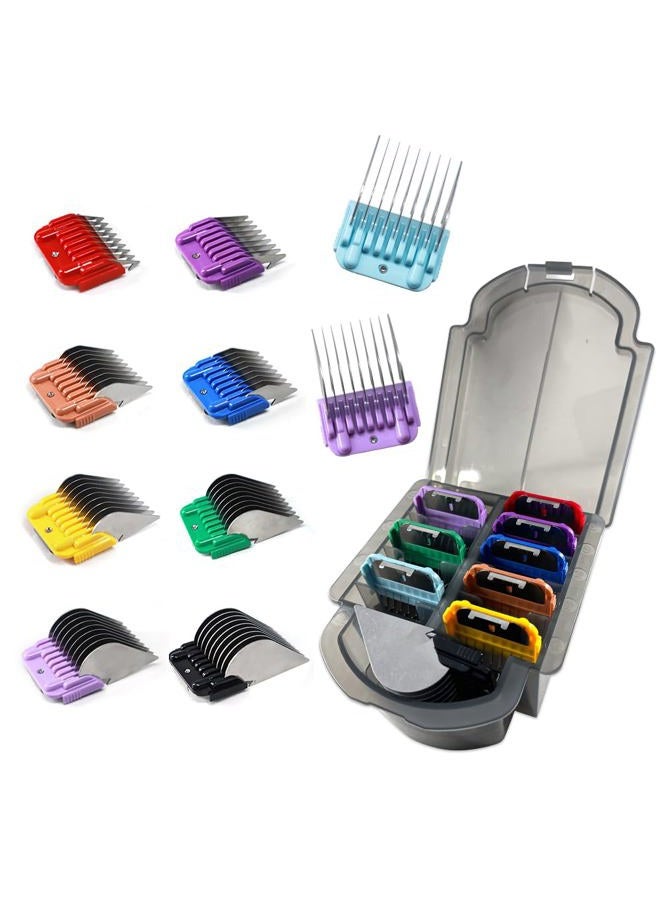 KBDS Professional Animal Stainless Steel Attachment 9 Color Guide Comb Set,Compatible with Andis, Oster A5, Wahl KM Series Clipper Detachable Blade Pet, Dog, Cat, and Horse Clippers - Image 1