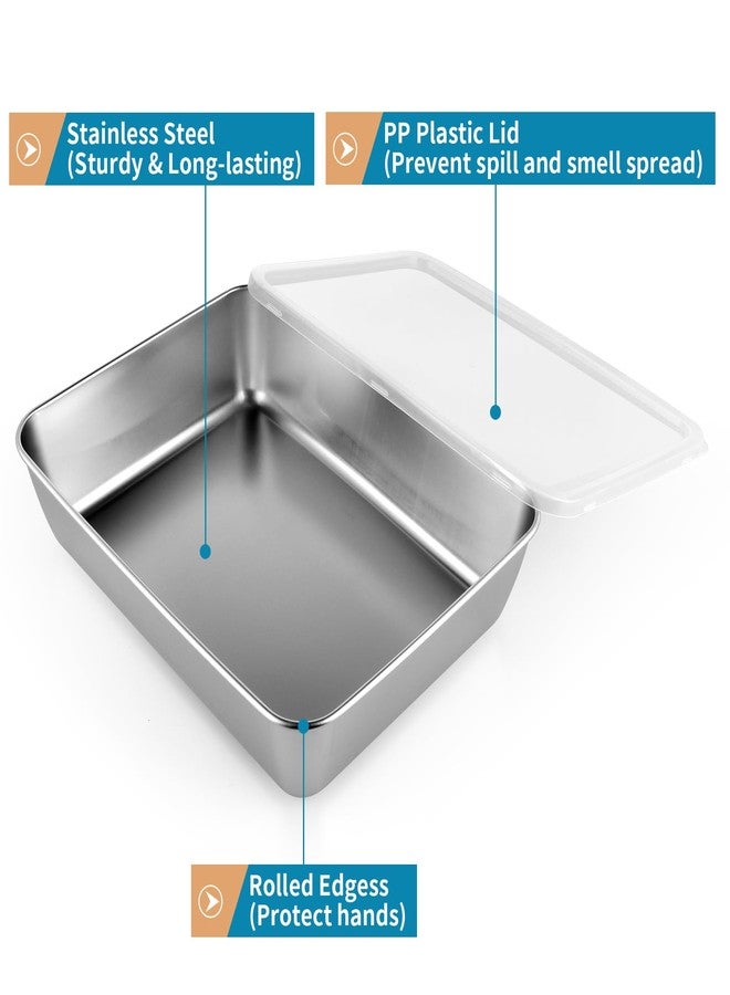 Sanbege 4 Pcs Stainless Steel Food Containers with Clear Lids, Stackable Snack Storage Boxes, Deli Meat Keeper for Refrigerator or Picnic, BBQ Party, Office, Gym Lunch - Image 2