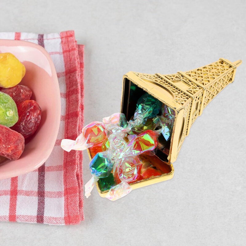 Noon EU Style Eiffel Tower Gold Wedding Favor Boxes 6 Pcs Small Candy Wrapping Containers Plastic Party Treat Set - Image 4