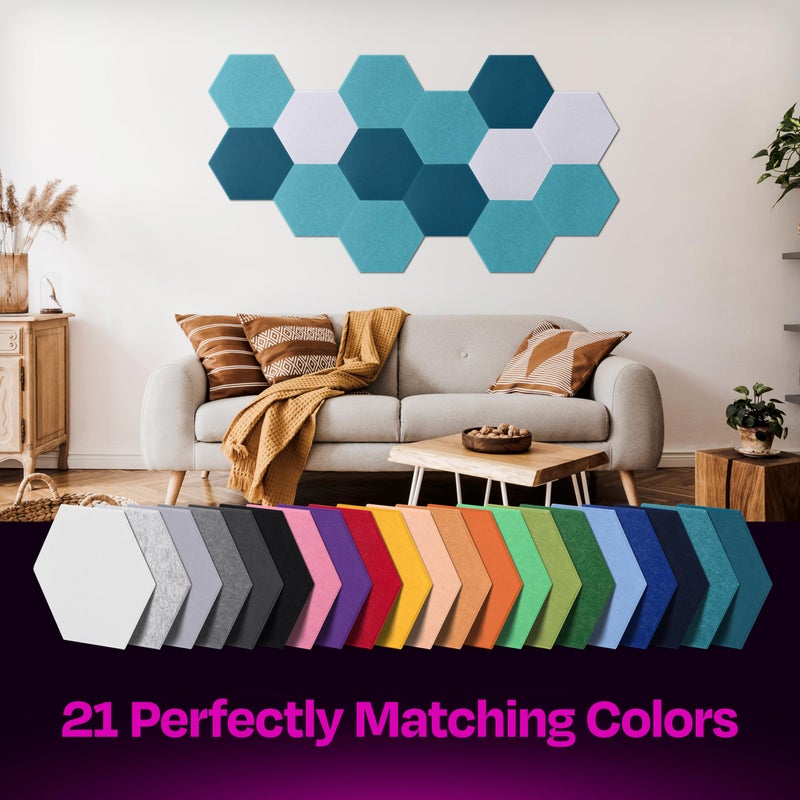 Ekkogo Acoustic Panels 12-Pack Soundproof Wall Panels 12"X10.4"X0.4" Sound Panels High Density Sound Dampening Panels - [Light Turquoise Hexagon] - Image 5