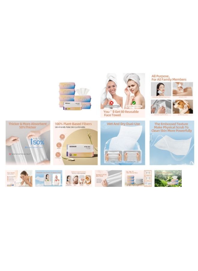 SEEDNUR - Seednur Ultra Soft Face Towels, Clean Skin More Powerfully, Longer Thicker & More Absorbent, Suitable For All Skin Type (80 Sheets/Bag) - Image 1