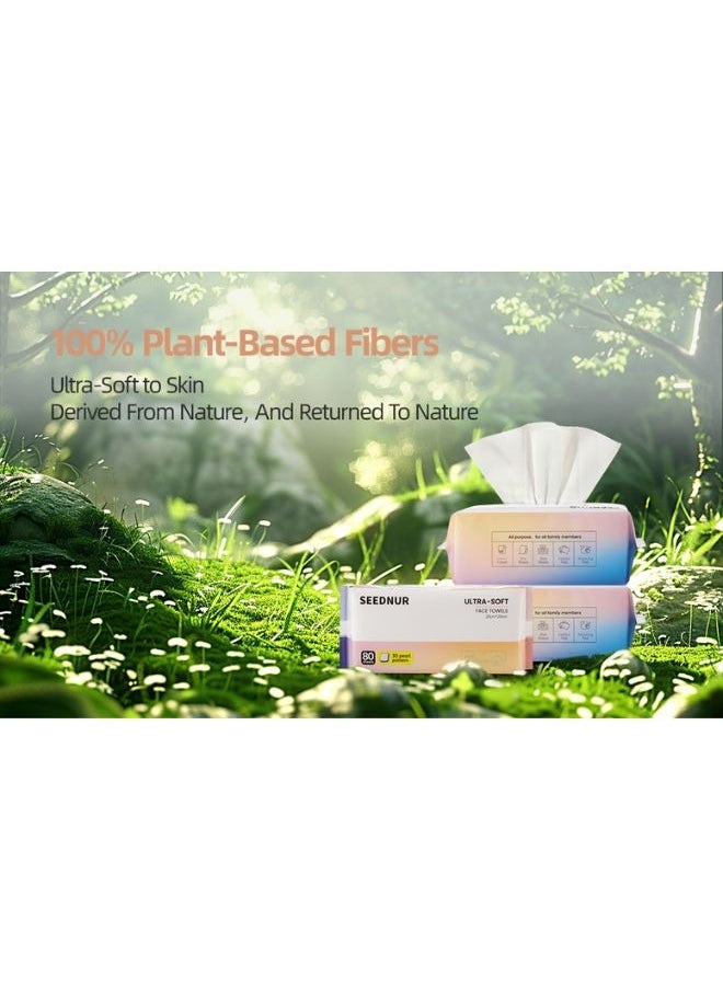 SEEDNUR - Seednur Ultra Soft Face Towels, Clean Skin More Powerfully, Longer Thicker & More Absorbent, Suitable For All Skin Type (80 Sheets/Bag) - Image 1