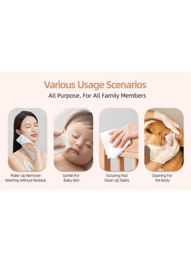 SEEDNUR - Seednur Ultra Soft Face Towels, Clean Skin More Powerfully, Longer Thicker & More Absorbent, Suitable For All Skin Type (80 Sheets/Bag) - Image 1