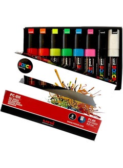 Uni Posca Pc-8k Water Based Painting Marker Set Fluorescent Colors 8 Colors 