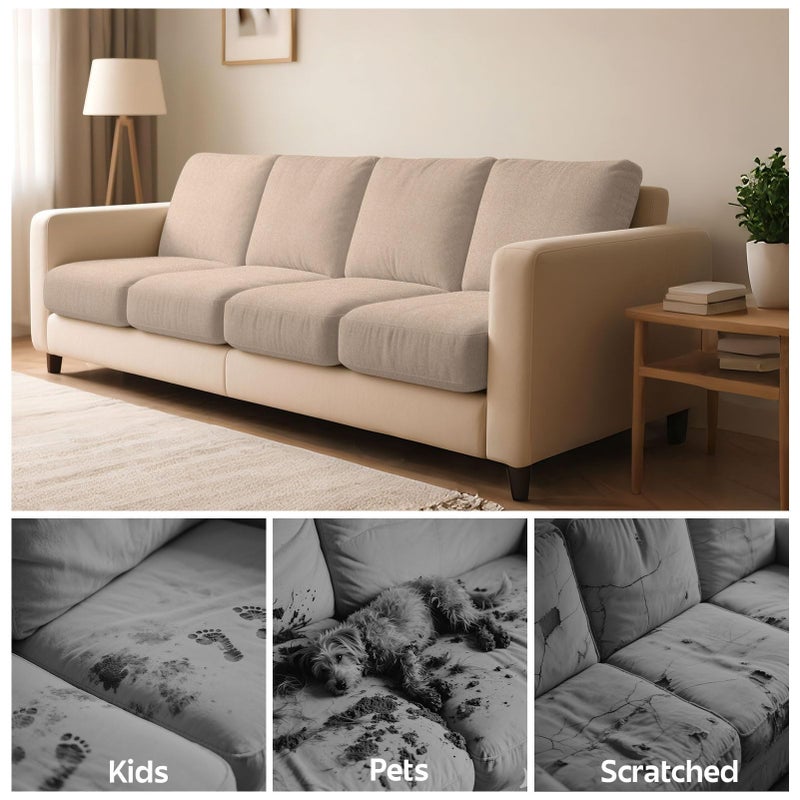 pickyNproud 8Pcs Patio Cushion Covers Stretch Outdoor Couch Cushions Slipcovers Replacement Washable Furniture Protector with Elastic Bottom Sofa Chair Seat Cover, Blush Khaki - Image 5