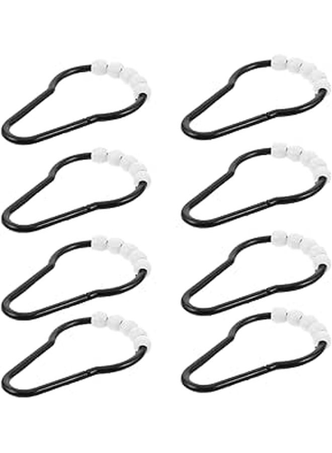 Black Plastic Shower Curtain Rings 20 Pack Beaded Hooks For Bathroom Rod Clips - Image 1