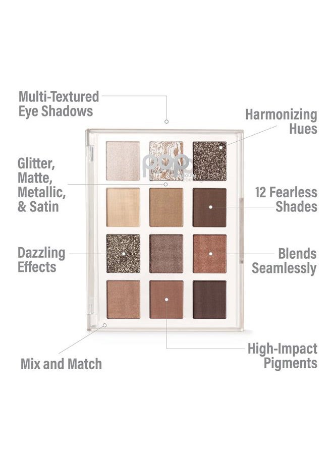 LIGHTSHOW PALETTE | BASIC - Eyeshadow Palette, 12 Shades, Complementary Colours, Multi-Textured, Richly-Pigmented | Matte, Metallic, Satin, Glitter