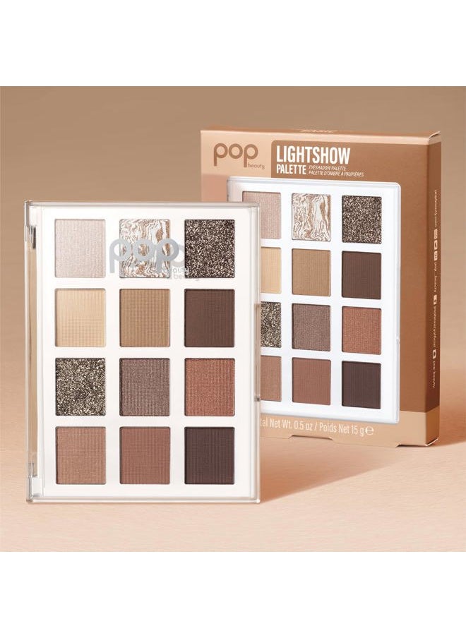 LIGHTSHOW PALETTE | BASIC - Eyeshadow Palette, 12 Shades, Complementary Colours, Multi-Textured, Richly-Pigmented | Matte, Metallic, Satin, Glitter