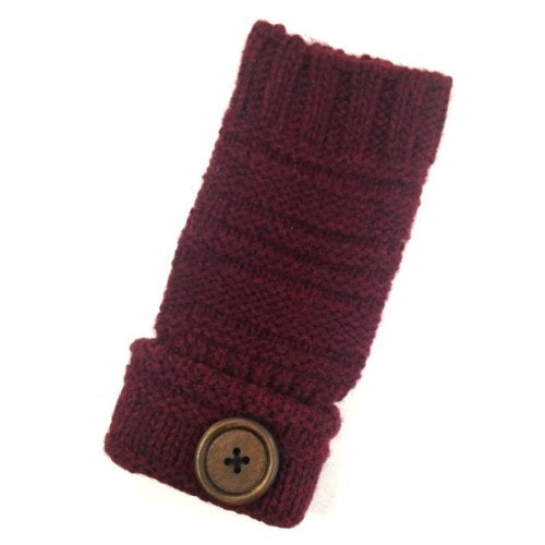 Wrapables Fingerless Gloves with Button Accent, Burgundy - Image 5