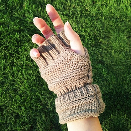 Wrapables Fingerless Gloves with Button Accent, Burgundy - Image 3