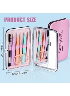 TsMADDTs Tweezers For Women Facial Hair - Precision Tweezers Set With Travel Case - Stainless Steel Tweezers For Eyebrows With Scissors, Mirror  - Image 1