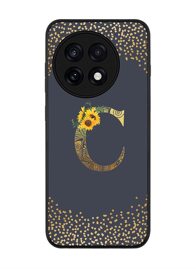 Stylizedd For OnePlus 13R / Ace 5 Pro Case,Slim fit Camera Protection, Shockproof Thin Phone cover  - Custom Floral Monogram - C  (Grey )