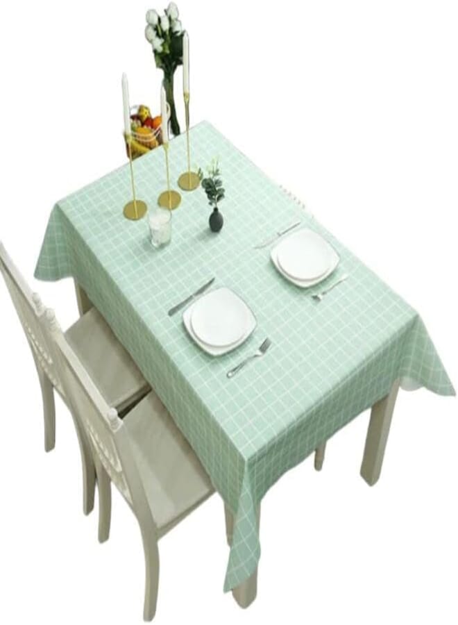 137 x 137 cm Wipeable Plaid Tablecloth Rectangle Plastic Checkered Tablecloth Stain Resistant Waterproof Oil Resistant Cotton Fabric Table Cloth for Party Picnic Kitchen Outdoor (Milky Color)