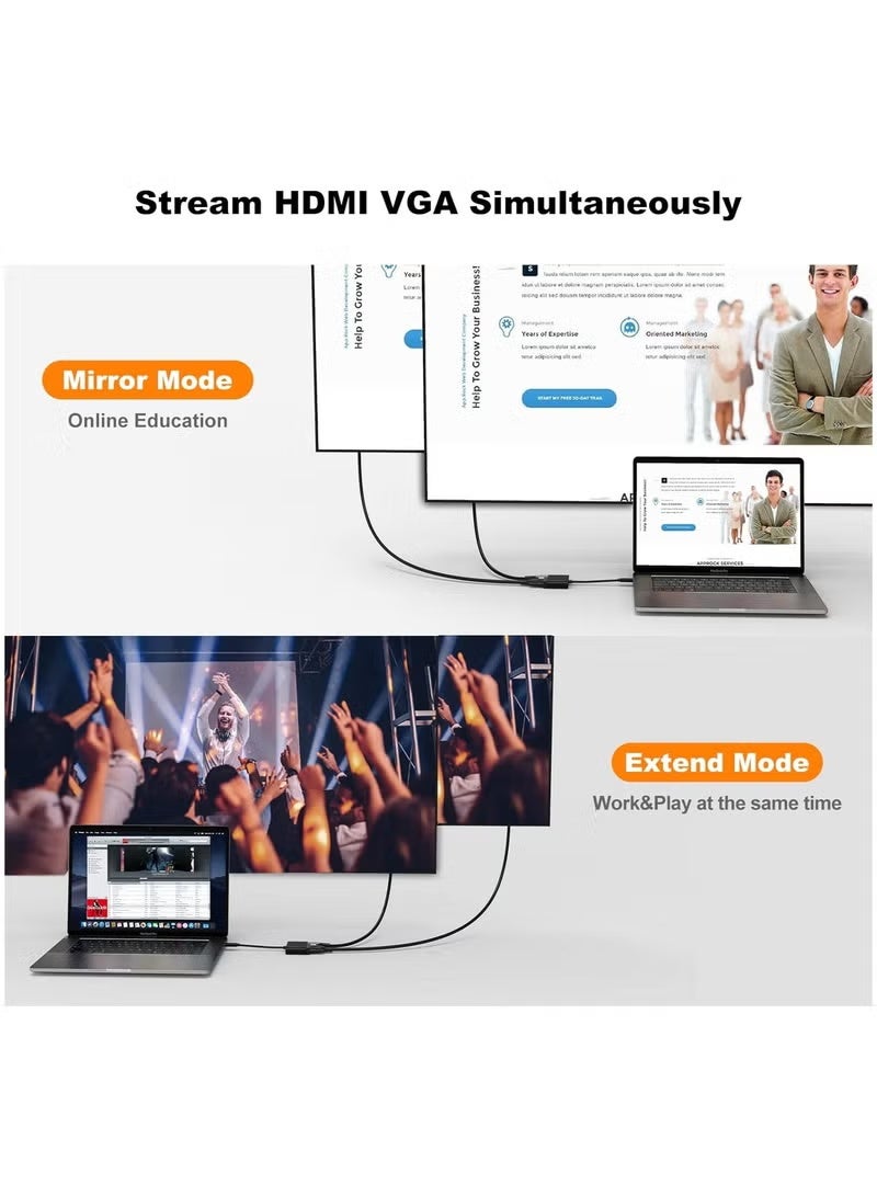 CableCreation USB C to HDMI VGA Adapter, Type C to VGA to USB C Thunderbolt 3 for Dual Monitor Adapter Compatible with Galaxy S22 Ultra, MacBook Pro 2020, iPad Pro 2020, Yoga 910, Surface Go/Pro - Image 5