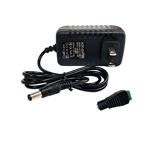 N.C 12 Volt 2A Power Adapter Supply, AC 100-240V to DC 12 V Power Supply Transformer Charger Wall Plug for DC12V Light Security CCTV Camera, Black, 8x5x3.3 cm - Image 1