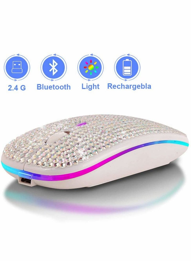 Excefore Wireless Mouse,2.4GHz Rechargeable Wireless Mouse Slim Mouse with USB Receiver for MacBook iPad Windows Computer Laptop PC,Great Gift idea for Her (White)  - Image 3