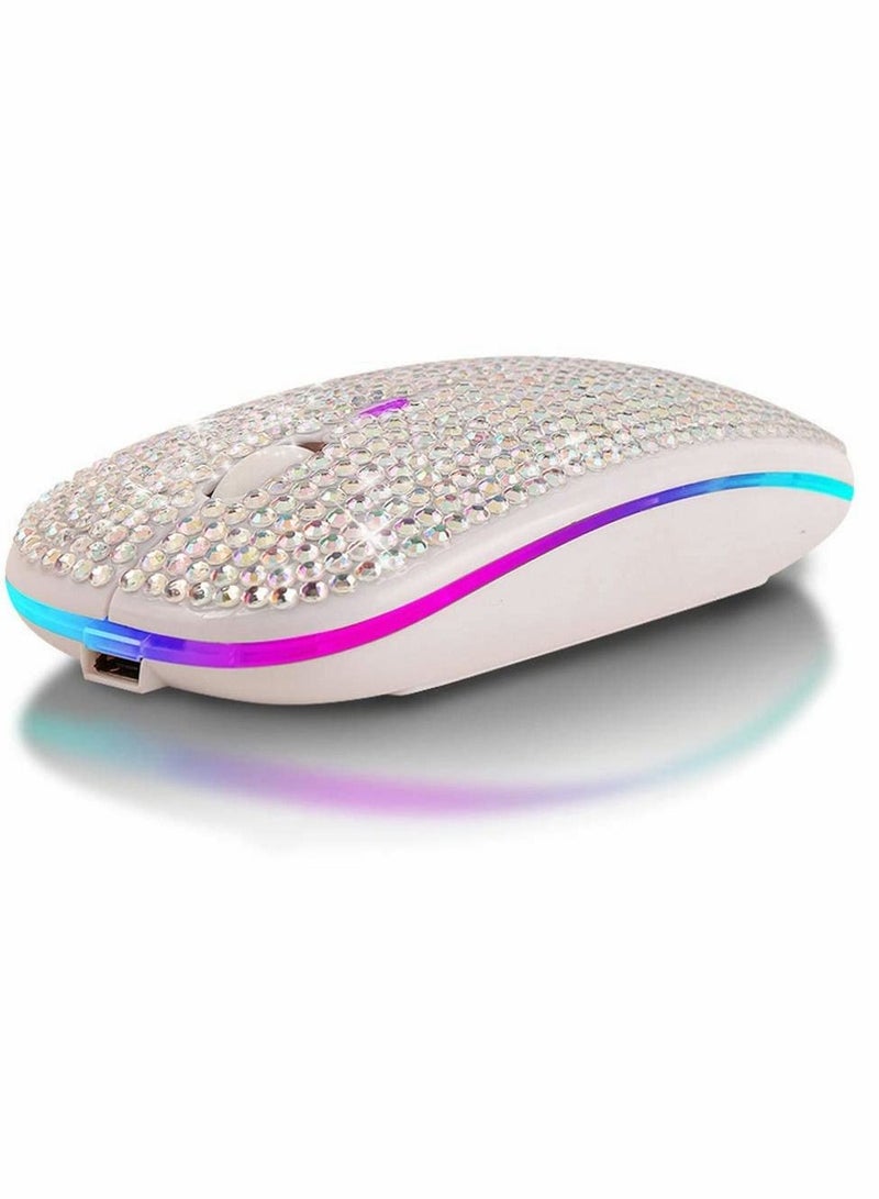 Excefore Wireless Mouse,2.4GHz Rechargeable Wireless Mouse Slim Mouse with USB Receiver for MacBook iPad Windows Computer Laptop PC,Great Gift idea for Her (White)  - Image 1