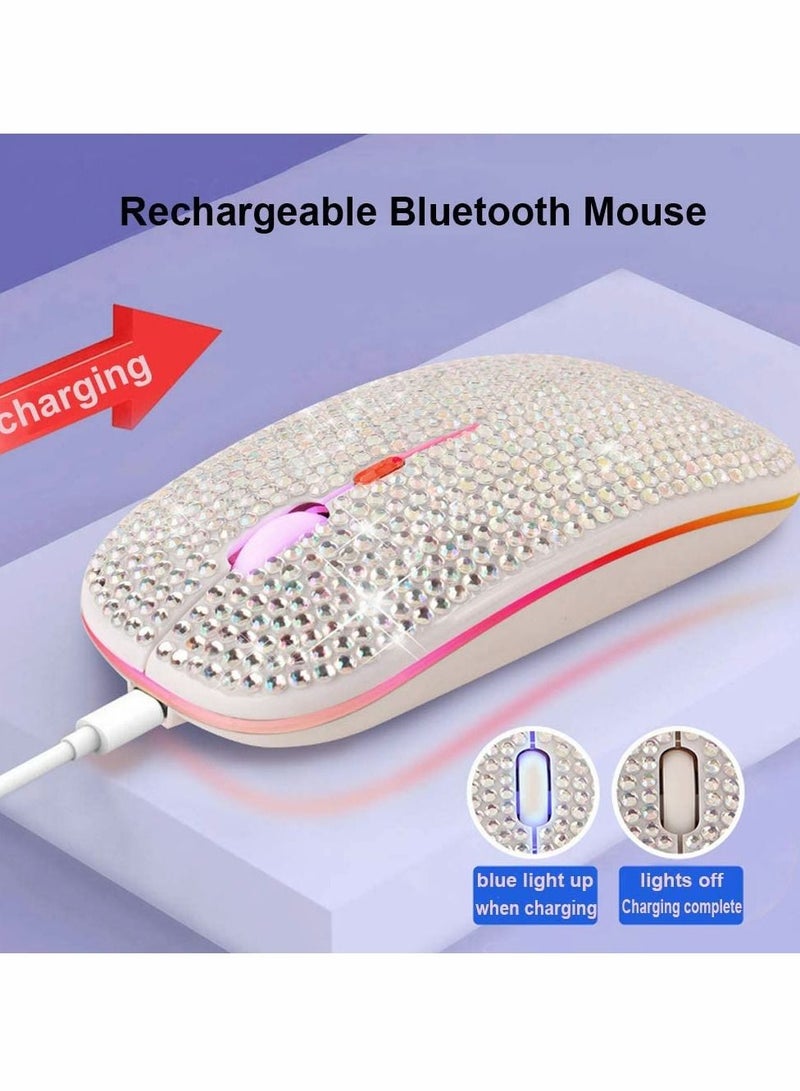 Excefore Wireless Mouse,2.4GHz Rechargeable Wireless Mouse Slim Mouse with USB Receiver for MacBook iPad Windows Computer Laptop PC,Great Gift idea for Her (White)  - Image 5
