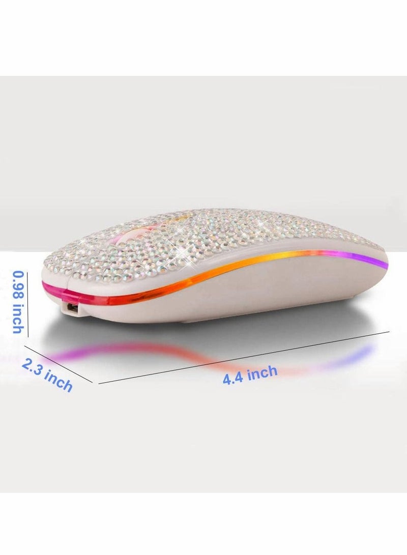 Excefore Wireless Mouse,2.4GHz Rechargeable Wireless Mouse Slim Mouse with USB Receiver for MacBook iPad Windows Computer Laptop PC,Great Gift idea for Her (White)  - Image 2