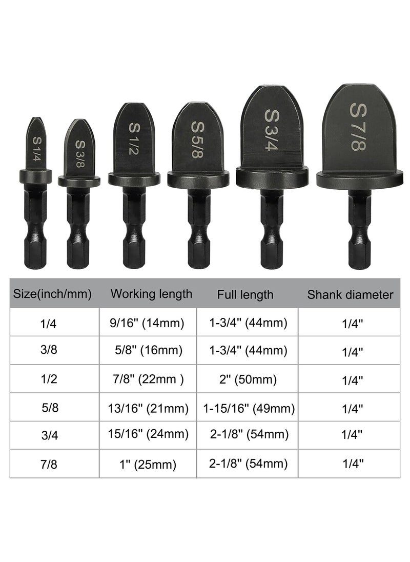 Saipe - Saipe 6pcs 14 Inch Hex Shank Swaging Tool Drill Bit Set Copper Pipe Flaring Tool Air Conditioner Copper Pipe Swaging Flaring Drill Bits Tube Expander 14 38 12 58 34 78 - Image 1