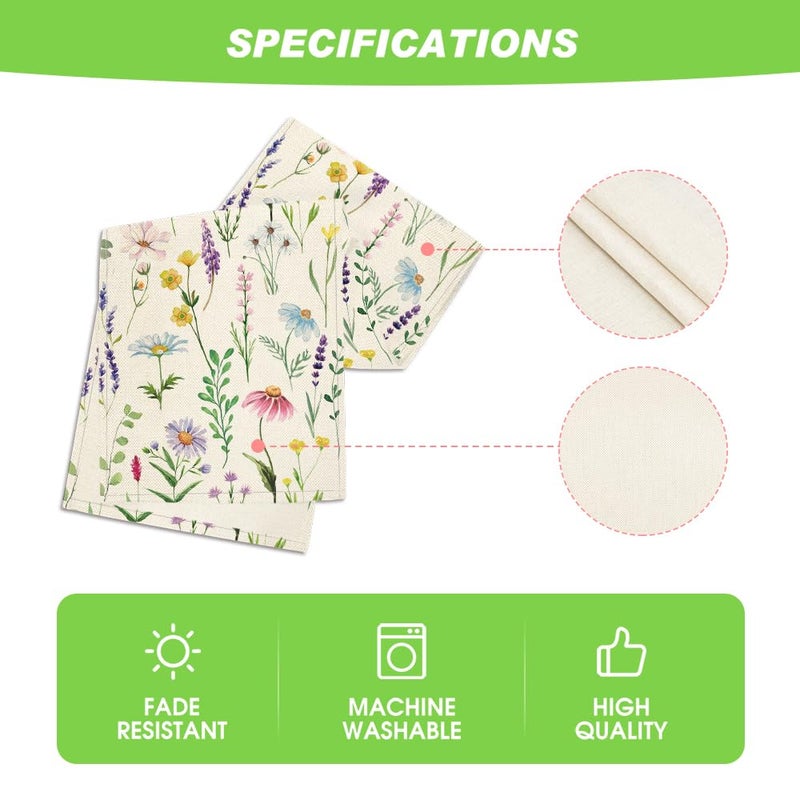 Artoid Mode Wildflowers Floral Eucalyptus Spring Table Runner, Seasonal Summer Kitchen Dining Table Decoration for Home Party Decor 13x72 Inch - Image 5