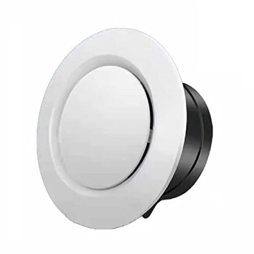 Allvent 4 inch ABS Adjustable Air Vent White Round Soffit Exhaust Vent for Inline Duct Fan Outlet Vent(3.74 Inch, Front Panel:5.9 Inch) - Image 1