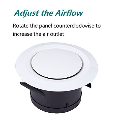 Allvent 4 inch ABS Adjustable Air Vent White Round Soffit Exhaust Vent for Inline Duct Fan Outlet Vent(3.74 Inch, Front Panel:5.9 Inch) - Image 5