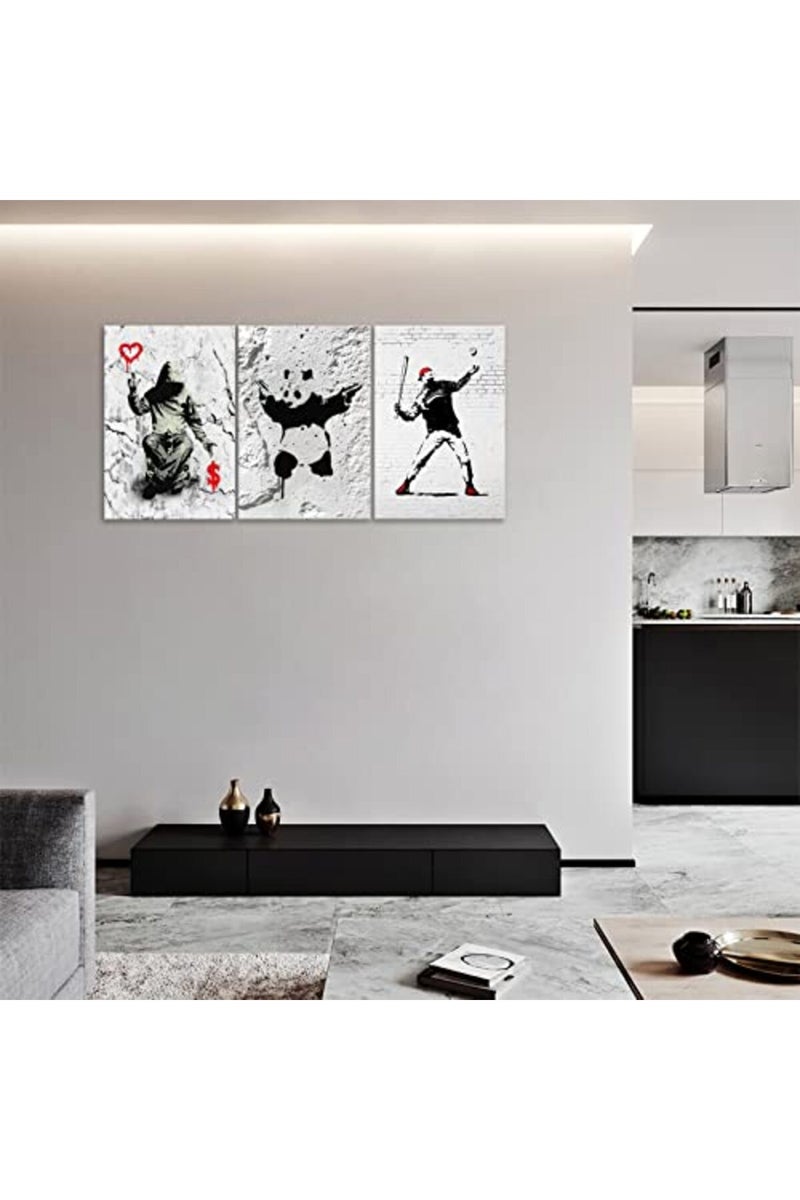 KAWAHONE Abstract Canvas Wall Art-Banksy Wall Art-Banksy No Ball Games Graffiti & Street Art Urban for Living Room, Bedroom, Office-24x36 Inchx3pcs - Image 3