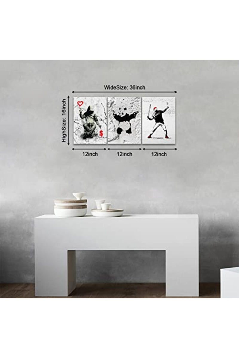 KAWAHONE Abstract Canvas Wall Art-Banksy Wall Art-Banksy No Ball Games Graffiti & Street Art Urban for Living Room, Bedroom, Office-24x36 Inchx3pcs - Image 4