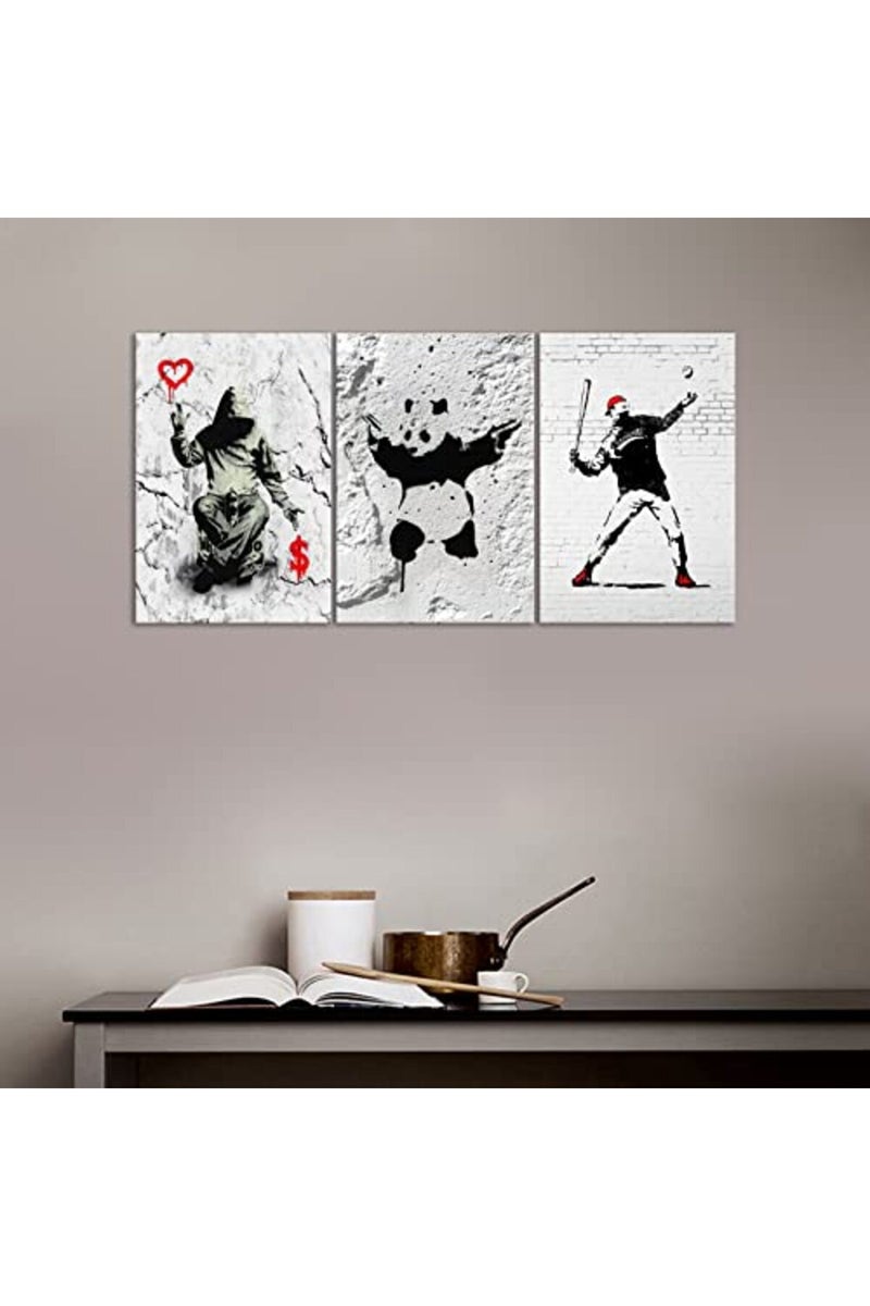 KAWAHONE Abstract Canvas Wall Art-Banksy Wall Art-Banksy No Ball Games Graffiti & Street Art Urban for Living Room, Bedroom, Office-24x36 Inchx3pcs - Image 2