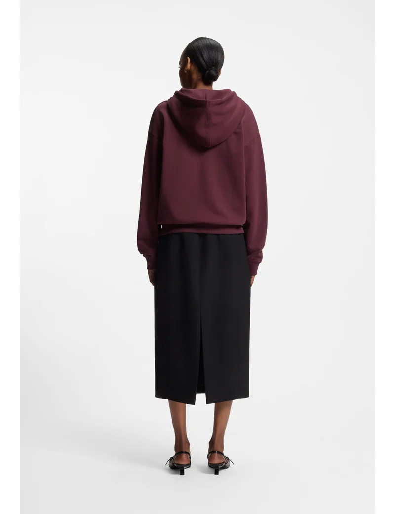 HUGO Cotton-terry zip-up hoodie with embroidered stacked logo