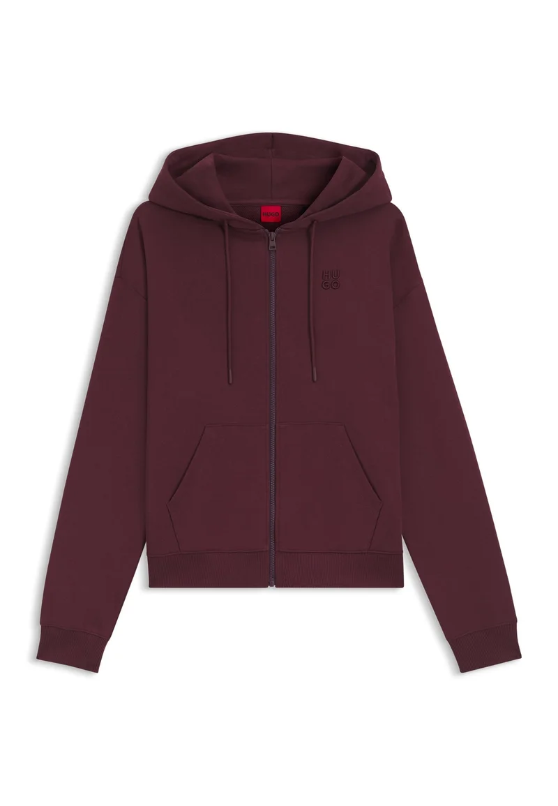HUGO Dark Purple Cotton-terry zip-up hoodie with stacked-logo embroidery for Women | Best Price UAE