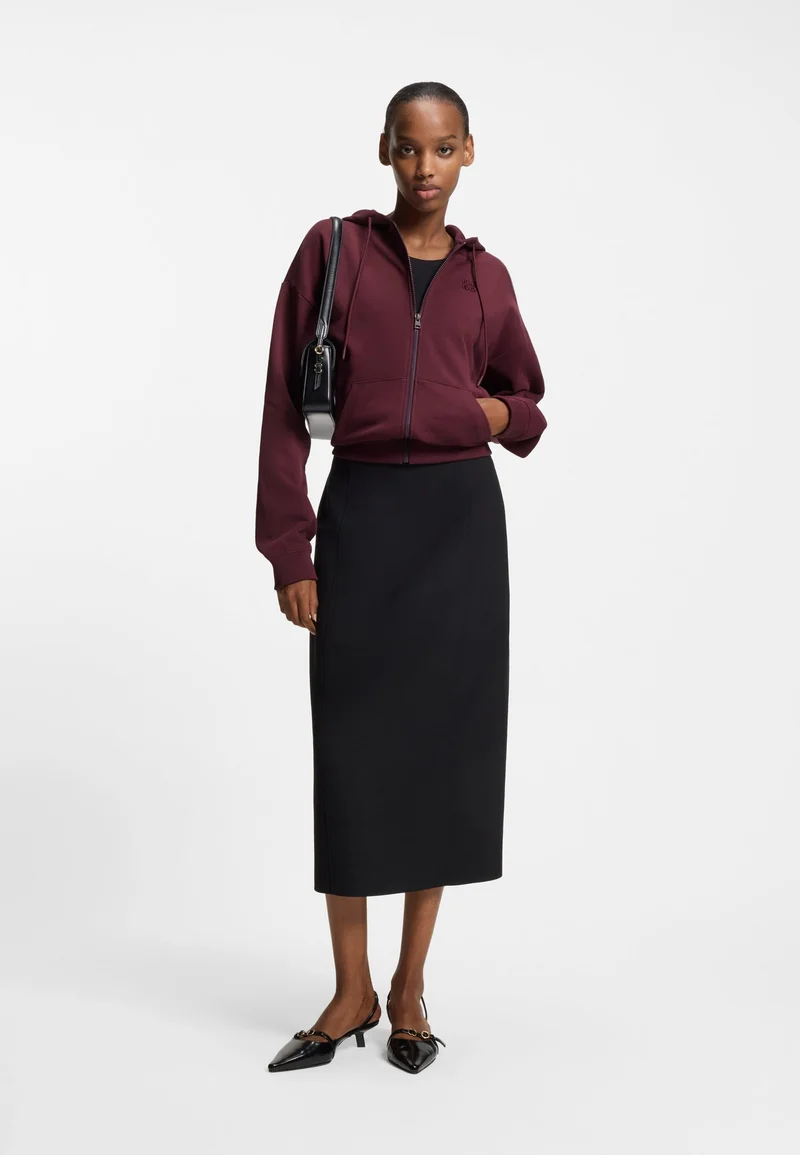 HUGO Dark Purple Cotton-terry zip-up hoodie with stacked-logo embroidery for Women | Best Price UAE