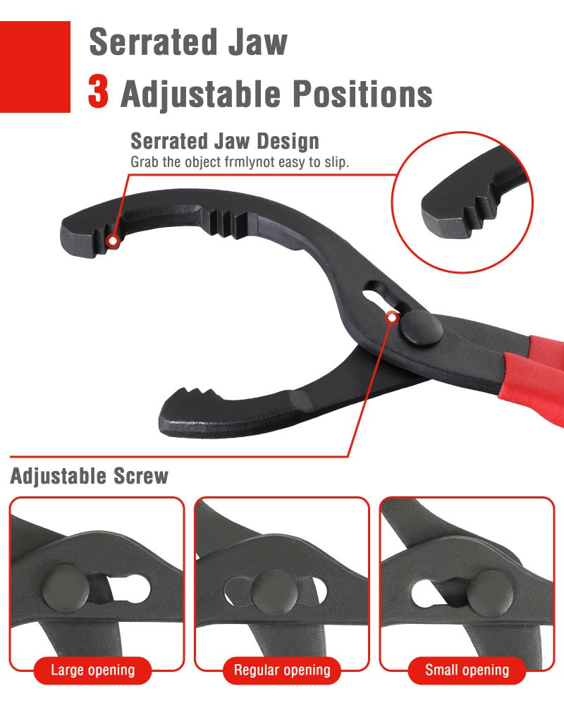 WORKPRO 2-Piece Oil Filter Wrench Set, 12â€ Adjustable Oil Filter Plier & 3-Jaw Universal Oil Filter Removal Tool, for Easy Oil Changes, Ideal for Car, Motorcycle, Truck Maintenance & Home Garage Use - Image 3