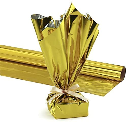 HAPPYMATES 25 Pcs Gift Golden Wrapping Paper All-Occasion Gift Wrap Design Sheets Wrapping Paper for Birthday Marriage Gift Packing Decoration Great for Gift Bags, Baskets - Image 2