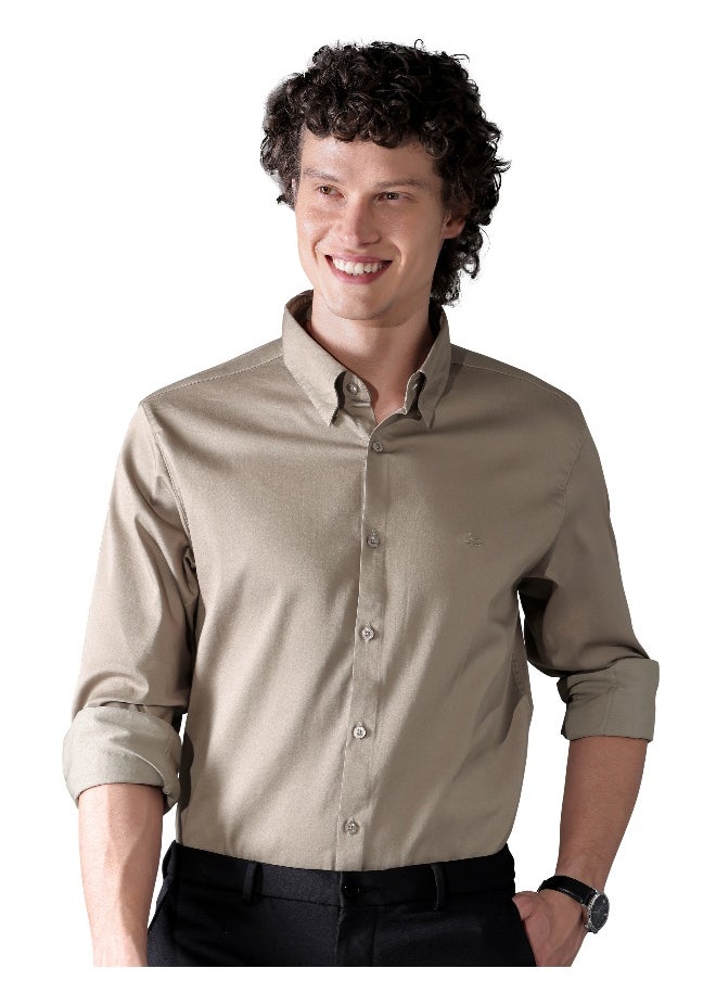 Beyoung Clay Beige Satin Shirt  - Image 4