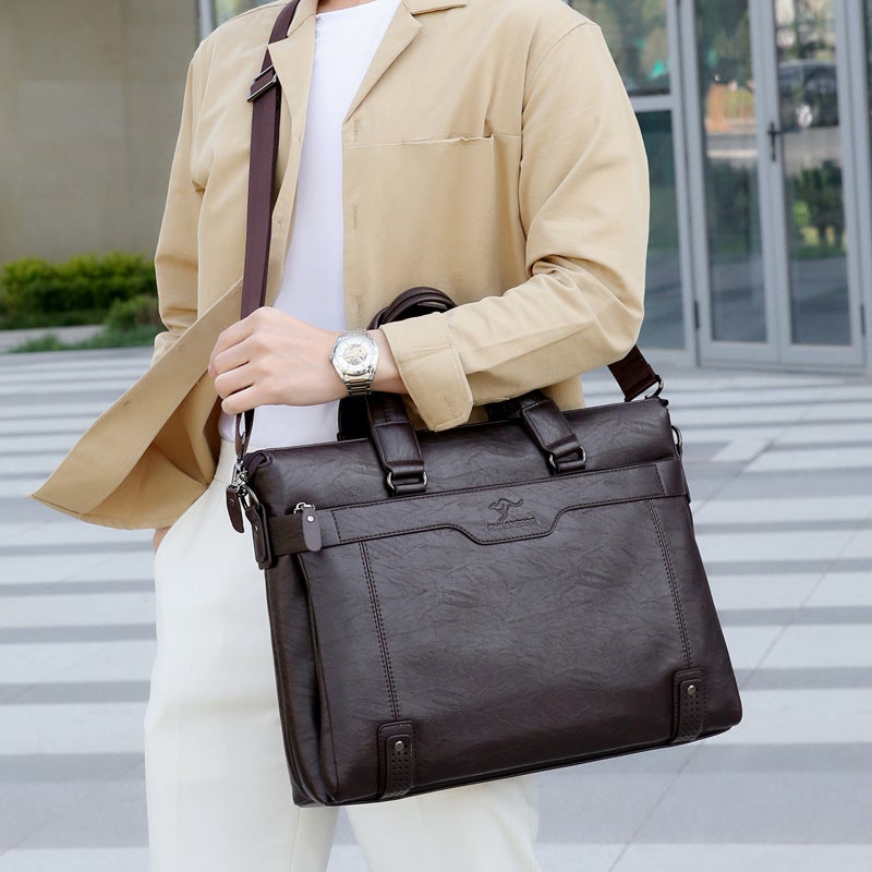 Emgrand Kangaroo Men'S Handbag Horizontal Business Briefcase Casual Crossbody Bag Men'S Shoulder Bag Soft Leather Men'S Bag - Image 1