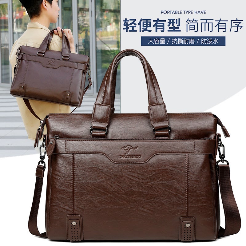 Emgrand Kangaroo Men'S Handbag Horizontal Business Briefcase Casual Crossbody Bag Men'S Shoulder Bag Soft Leather Men'S Bag - Image 2