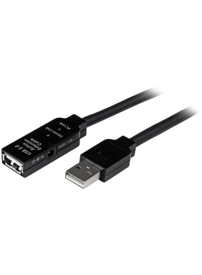 Startech.com 5m USB 2.0 Active Extension Cable M/F - 5 meter USB A Male to USB A Female USB 2.0 Repeater / Extender Cable - Black - 15ft, TAA (USB2AAEXT5M) - Image 1