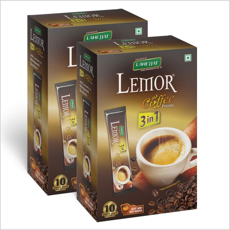 Lemor Instant Premix Coffee pack of 2 x 10 sachets - Image 1