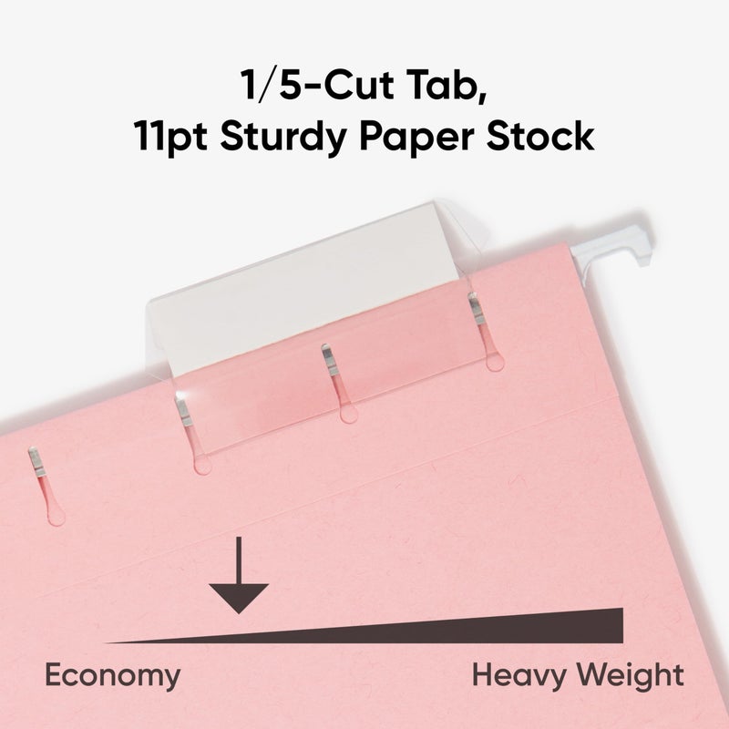 Smead Standard Hanging File Folders, 25 Count, Pink, 1/5-Cut Adjustable Tabs, Letter Size (64066) - Image 4
