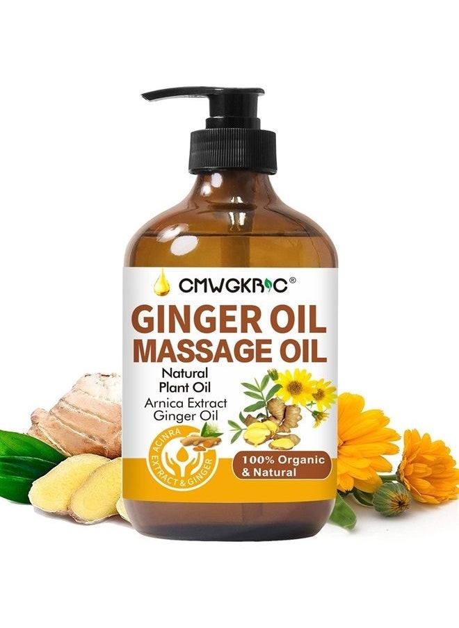 CMWGKBC - Ginger Oil, Ginger Massage Oil for Lymphatic Drainage, Arnica Oil, 100% Natural Massage Oil with Grape Seed Oil, Arnica Extract, Vitamin E Oil and Ginger Oil-Warming and Relaxing - Image 1