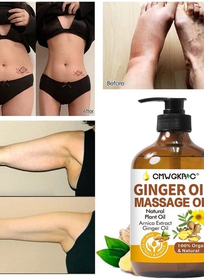 CMWGKBC - Ginger Oil, Ginger Massage Oil for Lymphatic Drainage, Arnica Oil, 100% Natural Massage Oil with Grape Seed Oil, Arnica Extract, Vitamin E Oil and Ginger Oil-Warming and Relaxing - Image 1